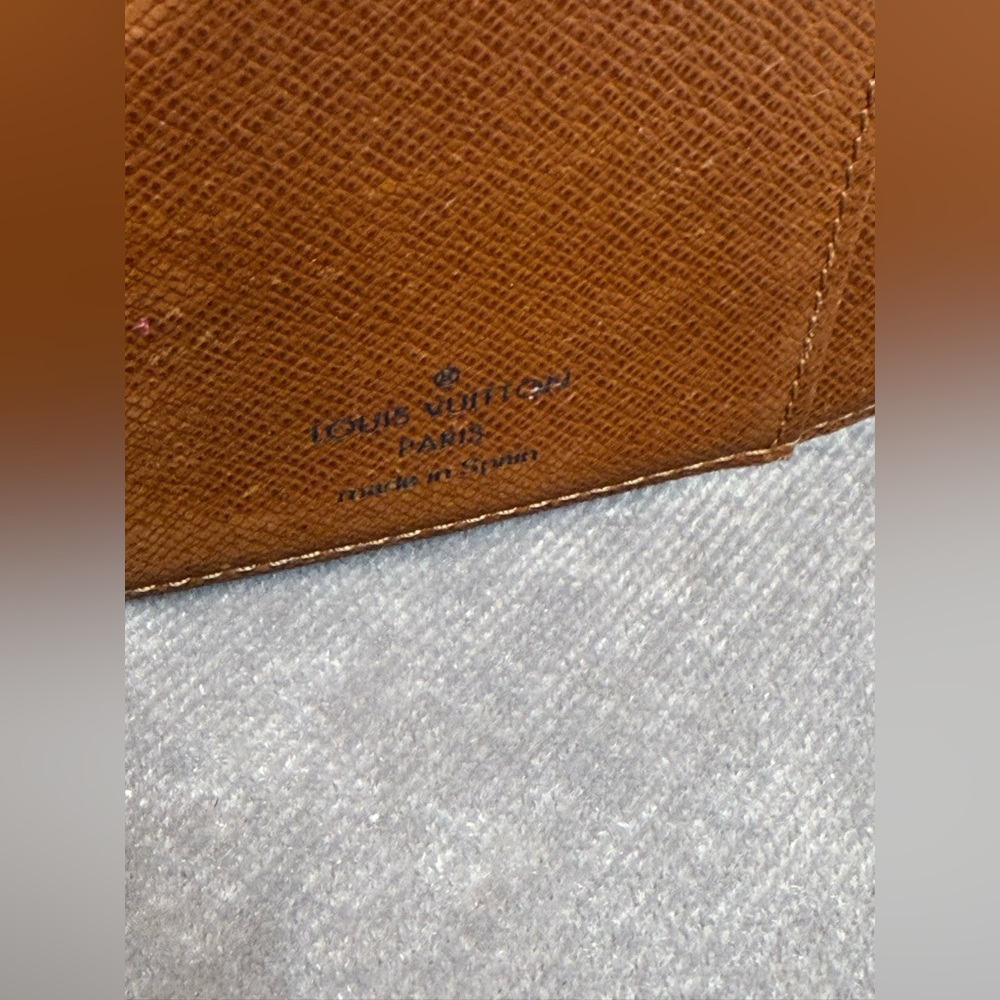 Louis Vuitton Monogram small rings Agenda wallet book brown tan leather EUC - Picture 7 of 12